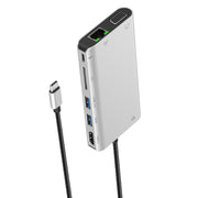 Onten 9591BD 8 in 1 USB-C / Type-C to PD USB-C / Type-C Charging + Gigabit Ethernet + Dual USB 3.0 + HDMI + VGA + SD Card Slot + 3.5mm AUX HUB(Silver)