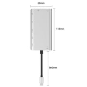 Onten 9591BD 8 in 1 USB-C / Type-C to PD USB-C / Type-C Charging + Gigabit Ethernet + Dual USB 3.0 + HDMI + VGA + SD Card Slot + 3.5mm AUX HUB(Silver)