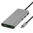 Onten 9591BD 8 in 1 USB-C / Type-C to PD USB-C / Type-C Charging + 100M Ethernet Port + Dual USB 3.0 + HDMI + VGA + SD Card Slot + 3.5mm AUX HUB (Grey) - free shipping - PMC TechLife - Order now!