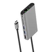 Onten 9591BD 8 in 1 USB-C / Type-C to PD USB-C / Type-C Charging + 100M Ethernet Port + Dual USB 3.0 + HDMI + VGA + SD Card Slot + 3.5mm AUX HUB (Grey)
