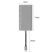 Onten 9591BD 8 in 1 USB-C / Type-C to PD USB-C / Type-C Charging + 100M Ethernet Port + Dual USB 3.0 + HDMI + VGA + SD Card Slot + 3.5mm AUX HUB (Grey)