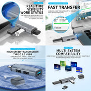 3 Ports USB 2.0 x 2 + USB 3.0 to USB-C / Type-C HUB Adapter