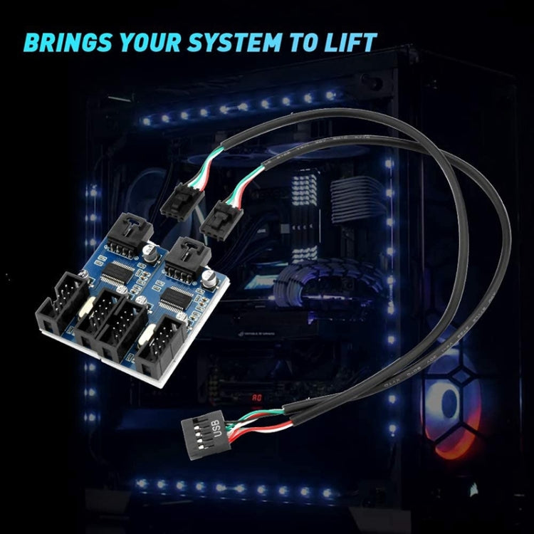 Rocketek HC427 9 Pin USB2.0 HUB Adapter One-to-Four Splitter Circuit Board - USB 2.0 HUB by ROCKETEK | Online Shopping South Africa | PMC Jewellery | Buy Now Pay Later Mobicred