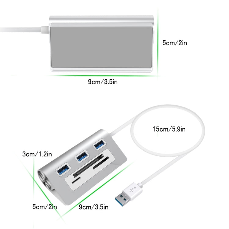 Rocketek HC423 USB3.0 x 3 + SD / TF / CF Card Reader HUB Adapter
