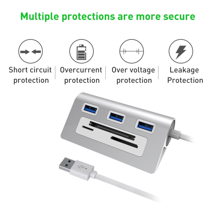 Rocketek HC423 USB3.0 x 3 + SD / TF / CF Card Reader HUB Adapter