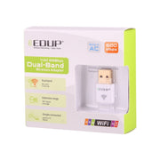 EDUP EP-AC1619 Mini Wireless USB 600Mbps 2.4G / 5.8Ghz 150M+433M Dual Band WiFi Network Card for Nootbook / Laptop / PC(White)
