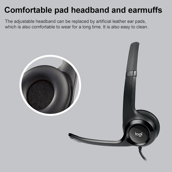 Logitech H390 USB Wired Headset Stereo Headphones with Noise-Cancelling Microphone