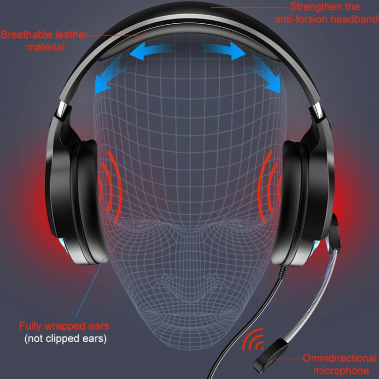 YINDIAO Q2 Head-mounted Wired Gaming Headset with Microphone, Version: Single USB Sound Card(White)