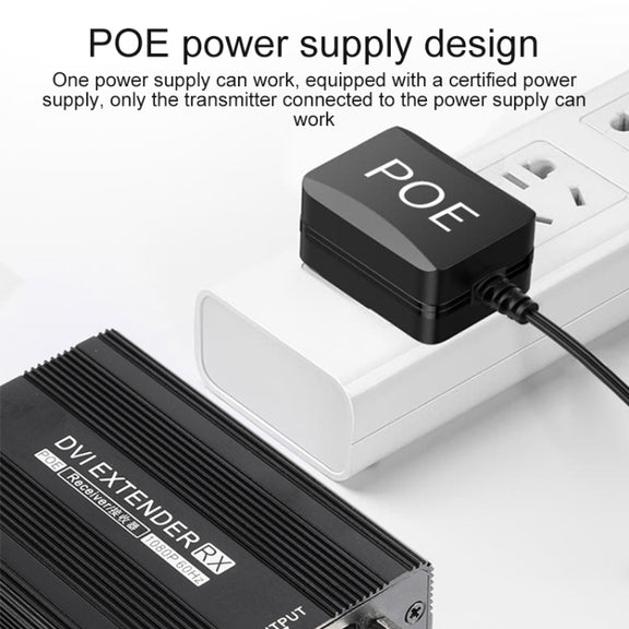 Measy DVI1815 DVI Extender Transmitter and Receiver Converter, POE Single Power Supply, Transmission Distance: 150m(UK Plug)