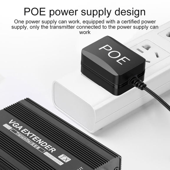 Measy VGA1815 VGA Extender Transmitter and Receiver Converter, POE Single Power Supply, Transmission Distance: 150m(UK Plug)
