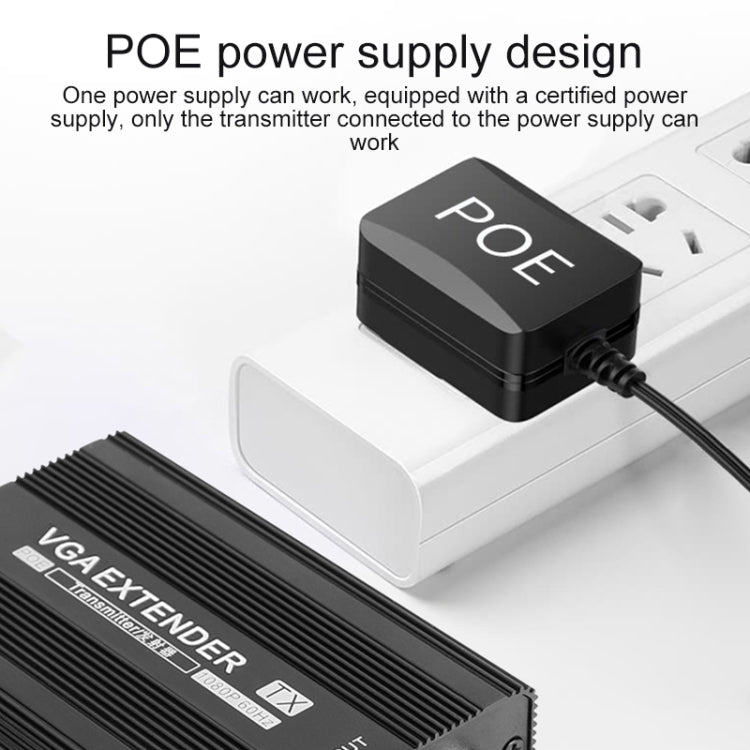 Measy VGA1815 VGA Extender Transmitter and Receiver Converter, POE Single Power Supply, Transmission Distance: 150m(UK Plug)