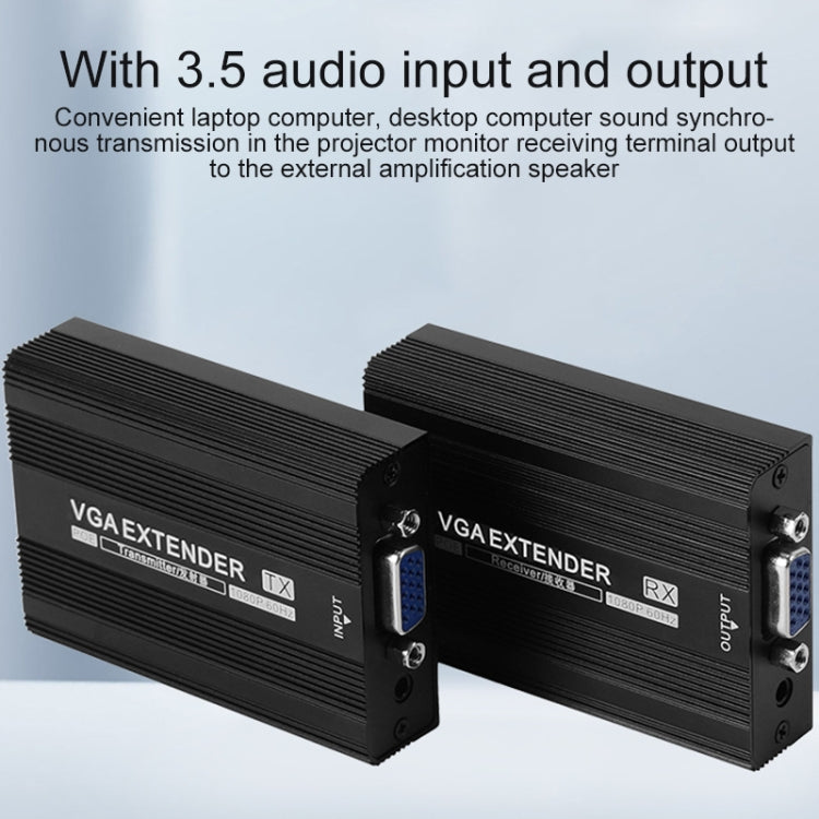 Measy VGA1815 VGA Extender Transmitter and Receiver Converter, POE Single Power Supply, Transmission Distance: 150m(UK Plug)