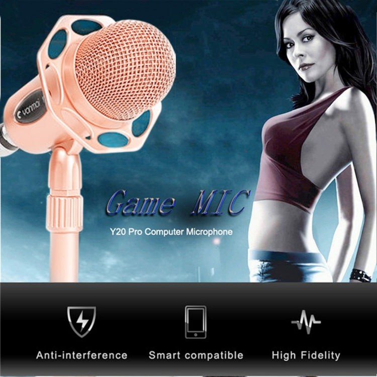 Yanmai Y20 Professional Game Condenser Microphone  with Tripod Holder, Cable Length: 1.8m, Compatible with PC and Mac for  Live Broadcast Show, KTV, etc.(Rose Gold) - Microphone by Yanmai | Online Shopping South Africa | PMC TechLife | Buy Now Pay Later Mobicred