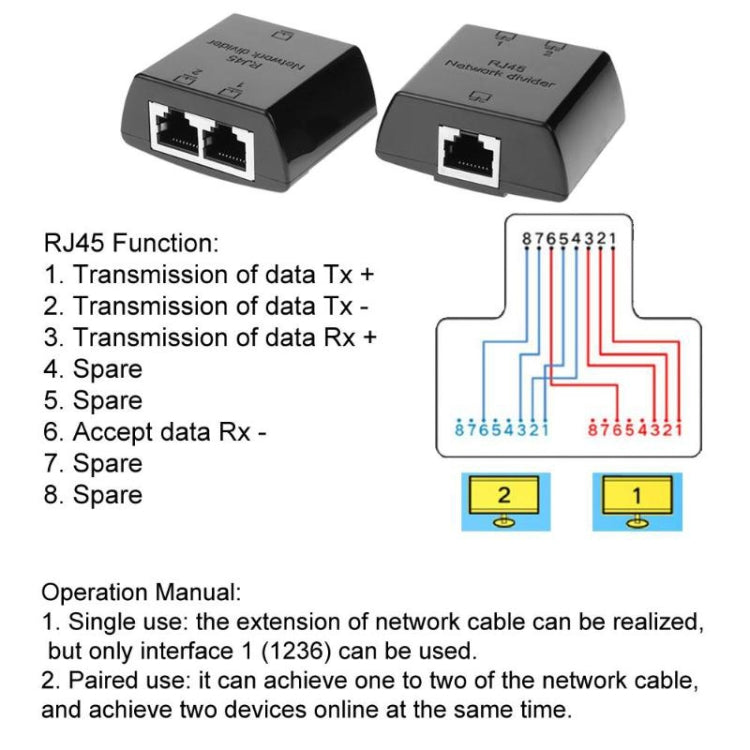 RJ45 to 2 x RJ45 Ethernet Network Coupler Thunder Lightning Protection (Black) - Network Hubs by PMC Jewellery | Online Shopping South Africa | PMC Jewellery | Buy Now Pay Later Mobicred