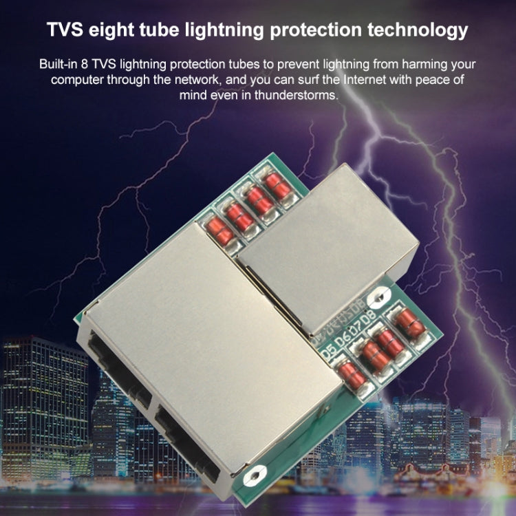 RJ45 to 2 x RJ45 Ethernet Network Coupler Thunder Lightning Protection (Black) - Network Hubs by PMC Jewellery | Online Shopping South Africa | PMC Jewellery | Buy Now Pay Later Mobicred