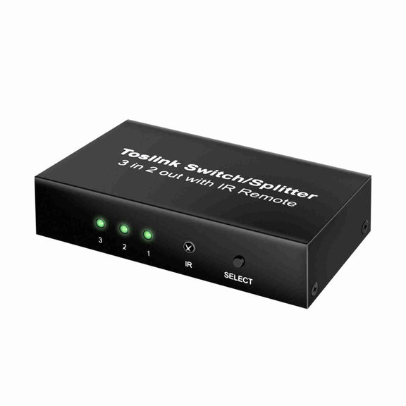 NK-T32 Toslink 3 In 2 Out Switch/Splitter with IR Remote