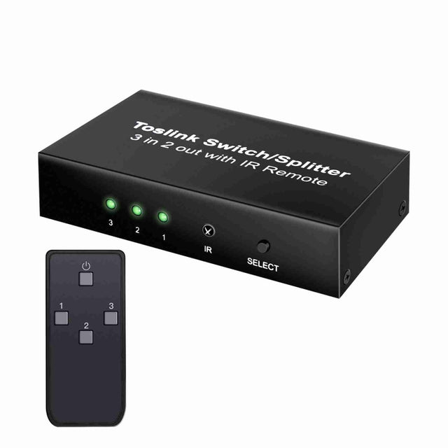 NK-T32 Toslink 3 In 2 Out Switch/Splitter with IR Remote