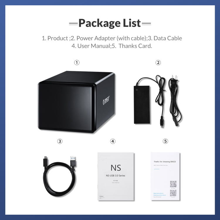 ORICO NS500U3 3.5 inch 5 Bay USB 3.0 Hard Drive Enclosure(Black) - HDD Enclosure by ORICO | Online Shopping South Africa | PMC TechLife | Buy Now Pay Later Mobicred