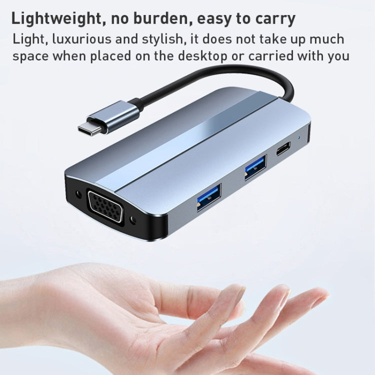 BYL-2106 7 in 1 USB-C / Type-C to USB Docking Station HUB Adapter (Silver) - USB HUB by PMC Jewellery | Online Shopping South Africa | PMC Jewellery | Buy Now Pay Later Mobicred