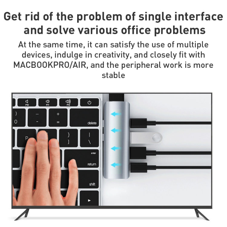 YG-2102 5 in 1 Dual USB-C / Type-C to USB Docking Station HUB Adapter (Silver)