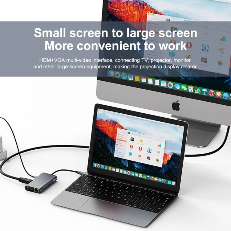 BYL-2111 7 in 1 USB-C / Type-C to USB Docking Station HUB Adapter (Silver)