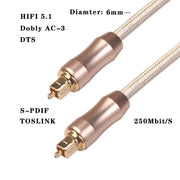 QHG02 SPDIF 3m OD6.0mm  Toslink FIBER Male to Male Digital Optical Audio Cable