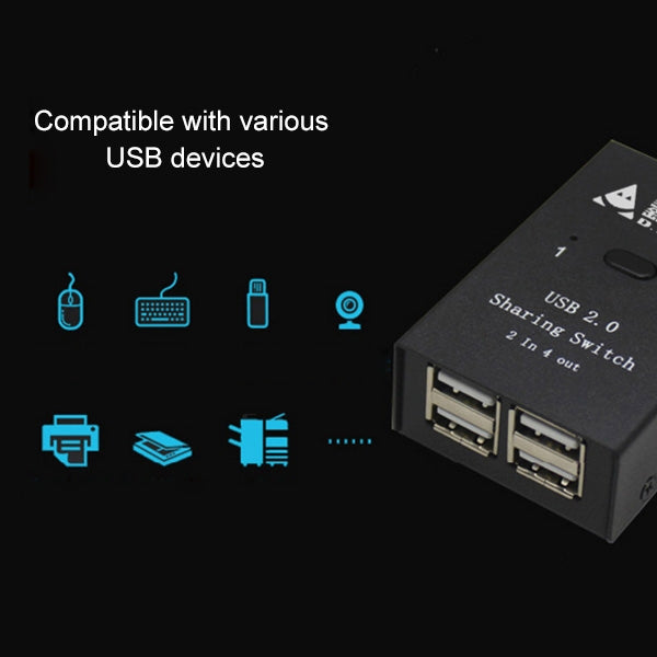 DY-B046 2 In 4 Out USB 2.0 Sharing Switch USB Flash Printer Adapter - Others by PMC Jewellery | Online Shopping South Africa | PMC Jewellery | Buy Now Pay Later Mobicred