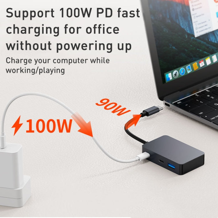 BYL-2316 5 in 1 USB-C / Type-C to USB3.0 & Type-C Multifunctional Docking Station HUB Adapter (Dark Grey)