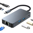 BYL-2308 6 in 1 USB-C / Type-C to USB3.2 + Gigabit Internet + HDTV HUB Adapter (Dark Gray) - USB HUB by PMC TechLife | Online Shopping South Africa | PMC TechLife | Buy Now Pay Later Mobicred