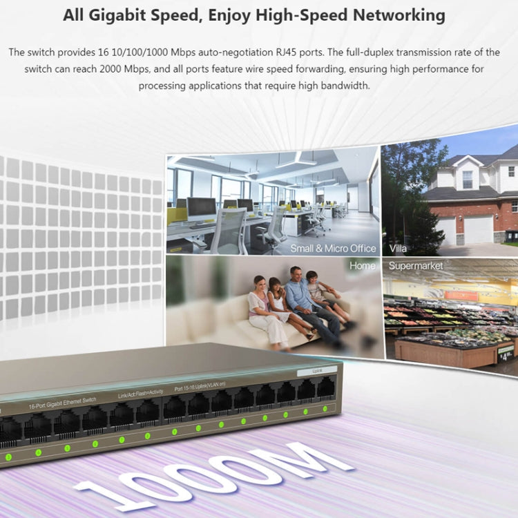 Tenda TEG1016M Desktop Metal 16-Port Gigabit Ethernet Switch Fast Establish High-Speed Network - free shipping - PMC Jewellery - Order now!