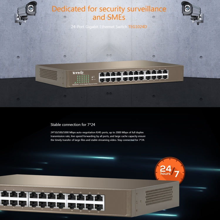 Tenda TEG1024D Desktop v7.0 24-Port Gigabit Ethernet Switch 6KV Lightning Protect - free shipping - PMC Jewellery - Order now!