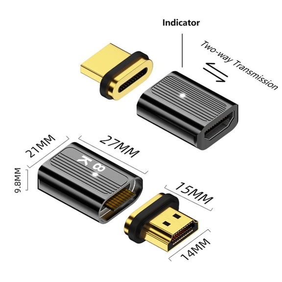 8K 60Hz HDMI Male to HDMI Female Magnetic Adapter (Silver)