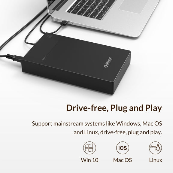 ORICO 3599U3 2.5 / 3.5 inch Portable USB3.0 Hard-Drive Enclosure, US Plug (Black)