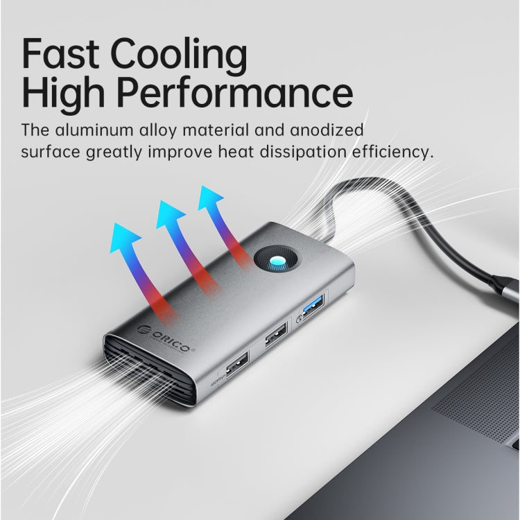 ORICO ORICO-PW11-6PCR R45 Type-C / USB-C 6-in-1 5Gbps Multifunction Docking Station (Dark Gray)