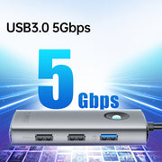 ORICO ORICO-PW11-6PCR R45 Type-C / USB-C 6-in-1 5Gbps Multifunction Docking Station (Dark Gray)