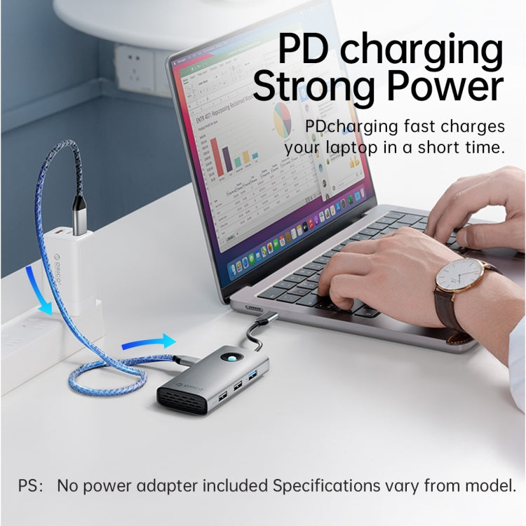 ORICO ORICO-PW11-6PCR R45 Type-C / USB-C 6-in-1 5Gbps Multifunction Docking Station (Dark Gray)