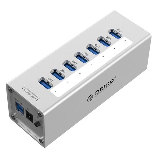 ORICO A3H7 Aluminum High Speed 7 Ports USB 3.0 HUB with 12V/2.5A Power Supply for Laptops(Silver) - free shipping - PMC Jewellery - Order now!