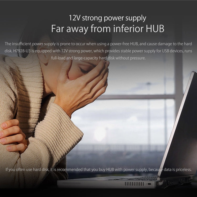 ORICO H7928-U3 ABS Material Desktop 7 Ports USB 3.0 HUB with 1m Cable(Black) - free shipping - PMC Jewellery - Order now!