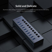 ORICO BT2U3-13AB-GY-BP Multi-Ports Individual Switches HUB, EU Plug