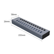 ORICO BT2U3-13AB-GY-BP Multi-Ports Individual Switches HUB, EU Plug