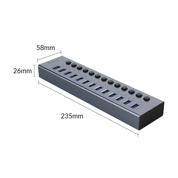 ORICO BT2U3-13AB-GY-BP Multi-Ports Individual Switches HUB, US Plug