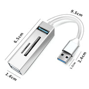 15101 5 in 1 USB3.0 to 3 x USB + SD / TF Card Reader HUB Adapter (Silver)