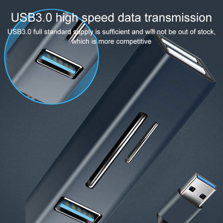 15101 5 in 1 USB3.0 to 3 x USB + SD / TF Card Reader HUB Adapter (Silver) - USB 3.0 HUB by PMC Jewellery | Online Shopping South Africa | PMC Jewellery | Buy Now Pay Later Mobicred