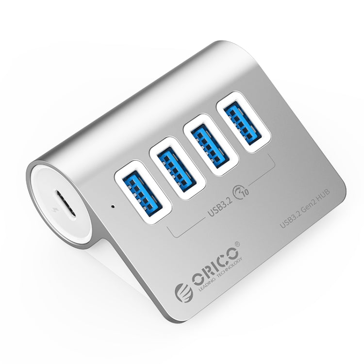 ORICO M3U4 Aluminum Alloy 4-Port USB 3.2 Gen1 10Gbps HUB (Silver) - free shipping - PMC Jewellery - Order now!