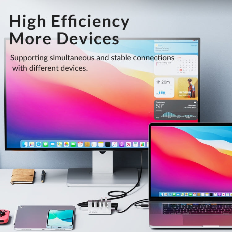 ORICO M3U4 Aluminum Alloy 4-Port USB 3.2 Gen1 10Gbps HUB (Silver) - free shipping - PMC Jewellery - Order now!