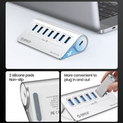 ORICO M3U7 Aluminum Alloy 7-Port USB 3.2 Gen1 5Gbps HUB with 0.5m Cable(Silver)