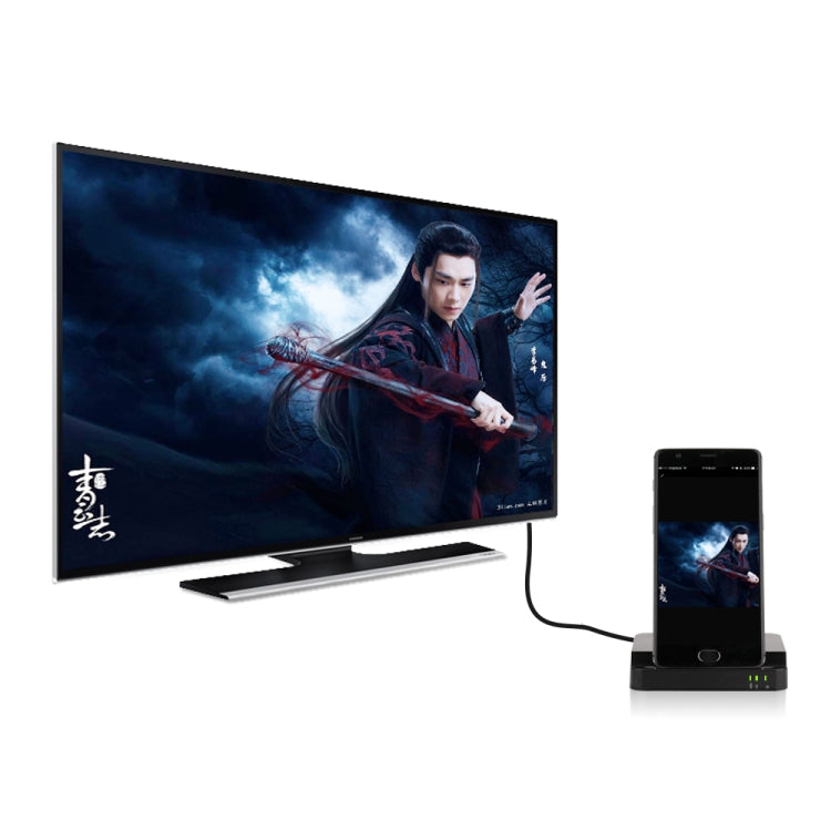 9138 6 in 1 USB-C / Type-C to 4K HDMI + 2 x USB 3.0 + Type-C + SD / TF Card Reader Multifunctional HUB Docking Station with Holder (Black)