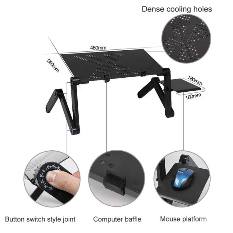Portable 360 Degree Adjustable Foldable Aluminium Alloy Desk Stand with Cool Fans & Mouse Pad for Laptop / Notebook(Black) - Laptop Stand by PMC Jewellery | Online Shopping South Africa | PMC Jewellery | Buy Now Pay Later Mobicred