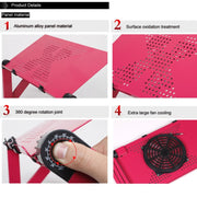 Portable 360 Degree Adjustable Foldable Aluminium Alloy Desk Stand with Cool Fans & Mouse Pad for Laptop / Notebook(Black)
