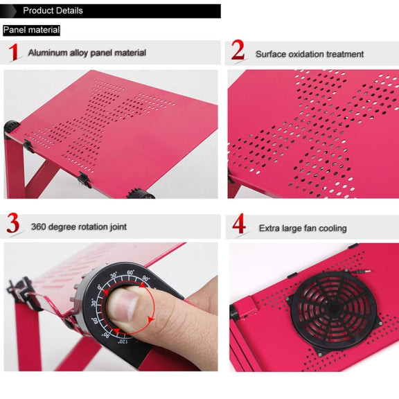 Portable 360 Degree Adjustable Foldable Aluminium Alloy Desk Stand with Cool Fans & Mouse Pad for Laptop / Notebook(Black)
